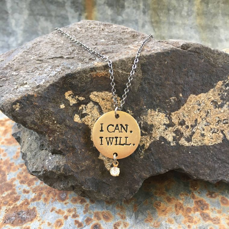I Can. I Will. Hand Stamped Necklace - Gold